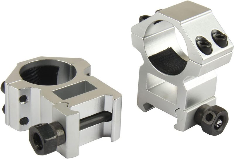 TACFUN Silver A Pair 25.4mm / 1 Inch Scope Ring Picatinny Weaver Rail Mount - Image 2